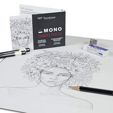 Load image into Gallery viewer, Tombow 51523 MONO Drawing Pencil Set, Assorted Degrees, 12-Pack. Professional Quality Graphite Pencil Set with Eraser and Sharpener