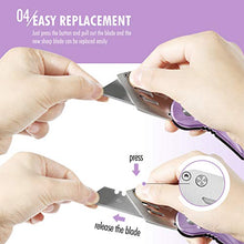 Load image into Gallery viewer, FANTASTICAR Folding Utility Knife Gift Box Cutter Lightweight StreamlineType Body with 5-Piece Extra Blades (Purple)