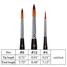 Load image into Gallery viewer, High-end Art Travel Painting Brush Synthetic Sable Round Hair Short Handle Brush for Acrylic Oil and Watercolor Painting 3Pcs