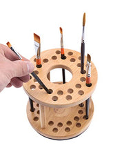 Load image into Gallery viewer, JackCubeDesign 360 Rotating Bamboo Watercolor Paint Brush Holder Water Coloring Brush Organizer Display Stand Tray Rack with 27 Holes and 1 Big Hole – MK441A