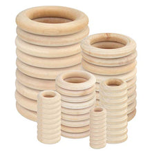 Load image into Gallery viewer, Yolyoo 60pcs Natural Wood Rings for DIY Craft, Ring Pendant and Connectors Jewelry Making, 6 Size
