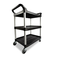 Load image into Gallery viewer, Rubbermaid Commercial Products Heavy Duty 3-Shelf Rolling Service/Utility/Push Cart, 200 lbs. Capacity, Black, for Foodservice/Restaurant/Cleaning/Workplace
