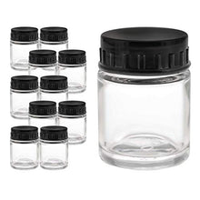 Load image into Gallery viewer, Master Airbrush (Pack of 10) TB-001 Empty 3/4 Ounce (22cc) Glass Jar Bottles with Plastic Lids - Replacement Jars, Paint Storage Bottles - Jars Screw Into Siphon Feed Airbrush Lid Adaptor Assemblies
