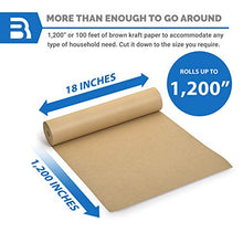 Load image into Gallery viewer, Brown Kraft Paper Roll - 18" x 1,200" (100') Made in The USA - Ideal for Packing, Moving, Gift Wrapping, Postal, Shipping, Parcel, Wall Art, Crafts, Bulletin Boards, Floor Covering, Table Runner