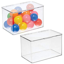 Load image into Gallery viewer, mDesign Kids Plastic Stackable Toy Storage Organizer Box Container with Hinged Lid for Storing Action Figures, Crayons, Building Blocks, Puzzles, Wood Construction Sets, Cars, 2 Pack - Clear