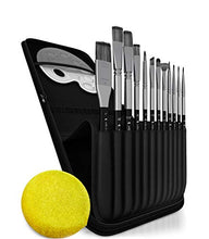 Load image into Gallery viewer, Paint Brushes Set for Acrylic Oil Watercolor, Artist Face and Body Professional Painting Kits with Synthetic Nylon Tips (Black 12 pcs)