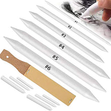 Load image into Gallery viewer, Norocme 12 PCS Blending Stumps and Tortillions Paper Art Blenders with Sandpaper Pencil Sharpener Pointer for Student Artist Charcoal Sketch Drawing Tools