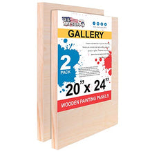 Load image into Gallery viewer, U.S. Art Supply 20" x 24" Birch Wood Paint Pouring Panel Boards, Gallery 1-1/2" Deep Cradle (Pack of 2) - Artist Depth Wooden Wall Canvases - Painting Mixed-Media Craft, Acrylic, Oil, Encaustic