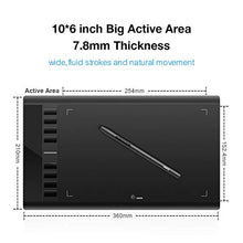 Load image into Gallery viewer, UGEE M708 Graphics Tablet, 10 x 6 inch Large Active Area Drawing Tablet with 8 Hot Keys, 8192 Levels Pen, UGEE M708 Graphic Tablets for Paint, Digital Art Creation Sketch