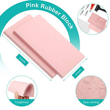 Load image into Gallery viewer, Rubber Stamp Making Kit, Block Printing Starter Tool Kit, Linoleum Cutter with 6 Types Blades, Tracing Paper, 2 Pieces Pink Rubber Carving Block, Brayer Roller for Craft Stamp Carving