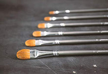 Load image into Gallery viewer, Red Sable Filbert Paint Brushes - Set of 6 Acrylic, Watercolor, Mixed Media or Oil Paint Brushes. Long Handle Professional Art Supplies for Canvas Painting