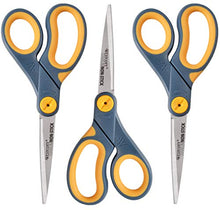 Load image into Gallery viewer, 8" Straight Titanium Bonded Non-Stick Scissors with Adjustable Glide Feature, 3pk (15454), Grey/Yellow