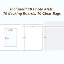 Load image into Gallery viewer, MBC MAT BOARD CENTER, Pack of 10-8x10 Pre-Cut 5x7 - White Mats - for Pictures, Photos, Framing - Kit Includes: 10 White Backboards and 10 Clear Bags - Acid Free, 4-ply Thickness, White Core