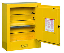 Load image into Gallery viewer, Justrite 890200 Sure-Grip EX Galvanized Steel 1 Door Manual Flammables Mini Safety Storage Cabinet, 17" Width x 22" Height x 8" Depth, 1 Adjustable Shelf, Yellow