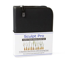 Load image into Gallery viewer, Palette Painting Knife Set 12 Pack with Carrying Case- Stainless Steel Art Paint Knives