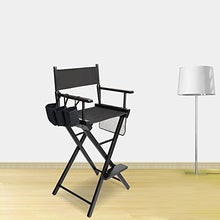 Load image into Gallery viewer, mefeir 31" Height Tall Director Chair Folding Artist Makeup with Replacement Cover, Storage Side Bags, Portable Footrest, Support 250 lbs,Solid Hardwood & Polyester Black