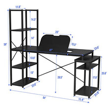 Load image into Gallery viewer, Sedeta Computer Desk with Drawing Table, 64" Large Desk with Shelves for Home Office, Art Table Drafting Desk with Storage, Art Craft Workstation with Bookshelf, Drafting Tables for Artists,Black