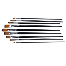 Load image into Gallery viewer, Marrywindix 9pcs Flat Pointed Tip Nylon Hair Acrylic Watercolor Brush Artists Paint Brush Set Black
