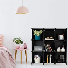 Load image into Gallery viewer, Homeries Cube Storage System – Modular DIY Plastic Closet Organizer Rack, Storage Shelves, Bookshelf, Bookcase for Bedroom, Office, Dorm Room, College, Living Room - Black (9-Cube)