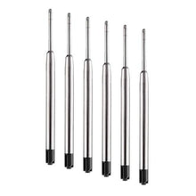 Load image into Gallery viewer, 6 pack - TikiPen BLACK Parker Compatible Ballpoint Pen Refills. Smooth Writing German Ink and 1mm Medium Tip… (Parker 6, Black)