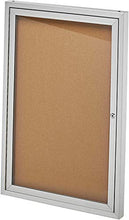 Load image into Gallery viewer, Adir Office Enclosed Bulletin Board - Single Door Locking Cork Board Display Board for Home, School, Office, and More. 24"x36" (Silver / Cork)