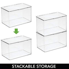 Load image into Gallery viewer, mDesign Kids Plastic Stackable Toy Storage Organizer Box Container with Hinged Lid for Storing Action Figures, Crayons, Building Blocks, Puzzles, Wood Construction Sets, Cars, 2 Pack - Clear