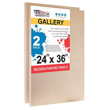 Load image into Gallery viewer, U.S. Art Supply 24" x 36" Birch Wood Paint Pouring Panel Boards, Gallery 1-1/2" Deep Cradle (Pack of 2) - Artist Depth Wooden Wall Canvases - Painting Mixed-Media Craft, Acrylic, Oil, Encaustic