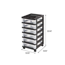 Load image into Gallery viewer, IRIS USA MC-360-TOP Plastic Storage Drawer, Rolling Cart with Organizer Top, 6, Black