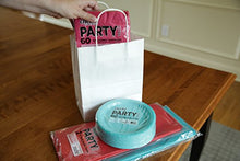 Load image into Gallery viewer, 100 | 50 | 25 Count - Size (8"x4.75"x10") Bulk White Paper Bags with Handles - Perfect Solution for Baby Shower, Birthday Parties, Gifts, Restaurant takeouts, Shopping, Retail