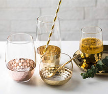 Load image into Gallery viewer, ALINK Biodegradable Paper Straws, 100 Pink Straws / Gold Straws for Party Supplies, Birthday, Wedding, Bridal / Baby Shower Decorations and Holiday Celebrations