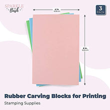 Load image into Gallery viewer, Rubber Carving Blocks for Printing, Stamping Supplies (4 x 6 x 0.3 In, 3 Pack)