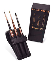 Load image into Gallery viewer, Le Voyager Black Wallet Set by Raphael, Includes 3 Travel Brushes: Soft Aqua Round 6, Soft Aqua Lavis 3 and Precison Round 6 (25-138123-03)