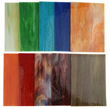 Load image into Gallery viewer, Lanyani 10 Sheets Variety Streaky Glass Packs 4 x 6 inch Cathedrals Stained Glass Sheets for Mosaic Tiles Crafts,Mixed Colors