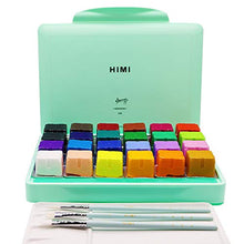 Load image into Gallery viewer, HIMI Gouache Paint Set, 24 Colors x 30ml Unique Jelly Cup Design with 3 Paint Brushes in a Carrying Case Perfect for Artists, Students, Gouache Opaque Watercolor Painting (Green)