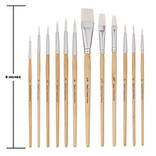Load image into Gallery viewer, Jerry Q Art 12 PC White Synthetic Hair Round and Flat Paint Brush Set with Short Wood Handle for Acrylic, Watercolor and All Media JQ17931
