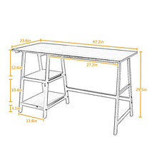 Load image into Gallery viewer, Soges Computer Desk Trestle Desk Writing Home Office Desk Hutch Workstation with Shelf Storage Desk, Oak 47 inches CS-Tplus-120OK