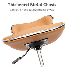 Load image into Gallery viewer, Mefeir Hydraulic Rolling Salon Stool Padded with Back Rest, Modern Cushion Drafting Chair on Wheels for Office Home Kitchen Counter, Height Adjustable Swivel Barstool, PVC Leather