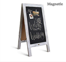 Load image into Gallery viewer, Rustic Vintage Wooden Whitewashed Magnetic A-Frame Chalkboard / Sidewalk Chalkboard Sign / Large 40" x 20" Sturdy Sandwich Board / A Frame Restaurant Message Board Display (Classic)