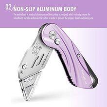 Load image into Gallery viewer, FANTASTICAR Folding Utility Knife Gift Box Cutter Lightweight StreamlineType Body with 5-Piece Extra Blades (Purple)