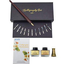 Load image into Gallery viewer, AIVN Calligraphy Set with Calligraphy Pen, 2 Color Inks, 12 Nibs and Pen Holder