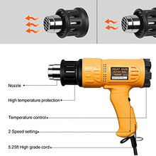 Load image into Gallery viewer, SEEKONE Heat Gun 1800W Heavy Duty Hot Air Gun Kit Variable Temperature Control with 2-Temp Settings 4 Nozzles 122℉~1202℉(50℃- 650℃)with Overload Protection for Crafts, Shrinking PVC, Stripping Paint