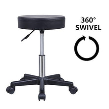 Load image into Gallery viewer, KKTONER Round Rolling Stool PU Leather Height Adjustable Swivel Drafting Work SPA Medical Salon Stools Chair with Wheels Black