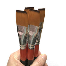Load image into Gallery viewer, One Inch Flat Bright Paint Brush, Pack of 4, Premium Quality Synthetic Sable Hair for Acrylic Watercolor Oil Gouache Painting by Students, Professionals and Artists