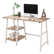 Load image into Gallery viewer, Soges Computer Desk Trestle Desk Writing Home Office Desk Hutch Workstation with Shelf Storage Desk, Oak 47 inches CS-Tplus-120OK