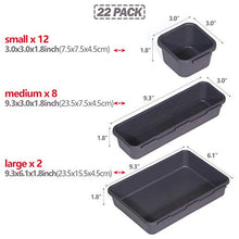 Load image into Gallery viewer, Set of 22 Interlocking Desk Drawer Organizer Tray Dividers Plastic Shallow Narrow Drawers Organizers Separators and Storage Bins Container for Kitchen Bathroom Makeup Office Vanity Bedroom Dresser