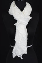 Load image into Gallery viewer, Cotton Solid Color wrinkle Linen Scarf, fashion scarf, multi color, beach scarf (White)