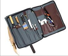 Load image into Gallery viewer, Chef Pack Knife Carrier Backpack With Shoulder Straps – Professional Canvas Travel Case With Organizer Slots For Knives Pens Pencils & Spoon