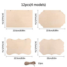 Load image into Gallery viewer, Feelava 12 Pieces Unfinished Wood Hanging Sign 9 x 6 Inch Wood Blank Plaque with 2 Holes and Jute Rope Hanging Wood Sign for Pyrography Painting Writing Home Decor DIY Crafts Christmas Ornaments