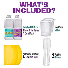 Load image into Gallery viewer, DR CRAFTY Clear Epoxy Resin Crystal Clear Art Resin Epoxy Clear 2 Part Epoxy Casting Resin Kit 2 Quart Countertop Epoxy Wood Epoxy Resin Kit with Bonus Measuring Cups, Plastic Spreader and Sticks