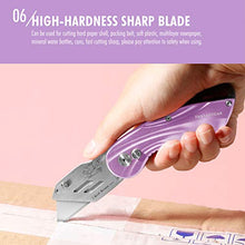 Load image into Gallery viewer, FANTASTICAR Folding Utility Knife Gift Box Cutter Lightweight StreamlineType Body with 5-Piece Extra Blades (Purple)